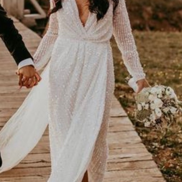 Sequin wedding dress, asos size US 2 - Picture 2 of 6